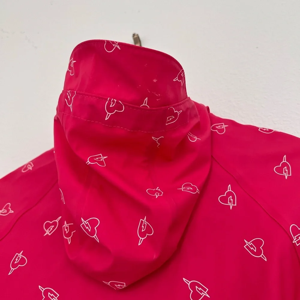 Girls Pink Waterproof Raincoat Hooded Jacket Hearts EU 116 US 5-6